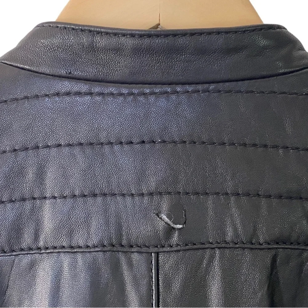 Michael Kors Womens Moto Leather Jacket Black Size Small NWD